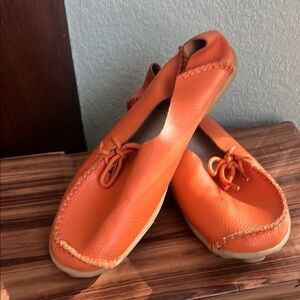 Orange Leather Loafers